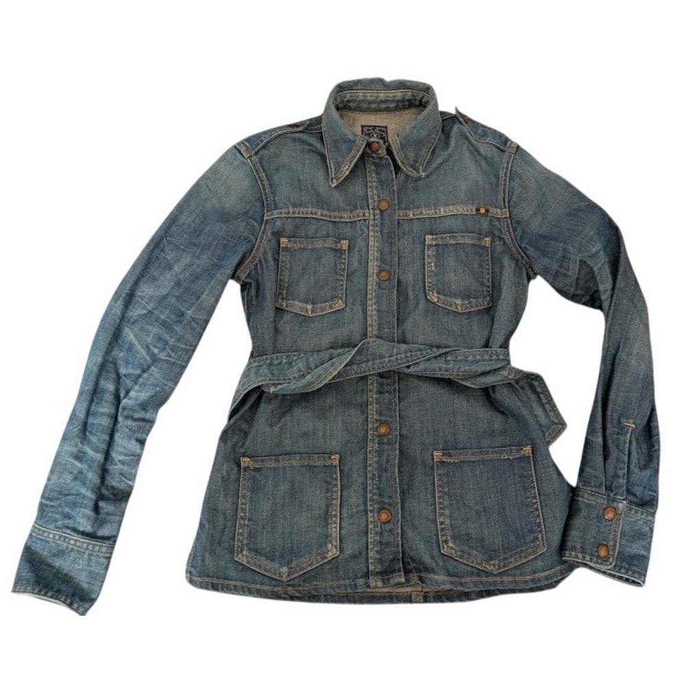 Lucky Brand Dungarees America Denim Jacket Belted Utility Women XS‎